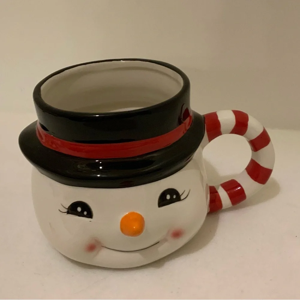 Snowman Mug with Candy Cane Handle